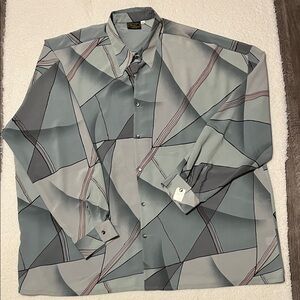 Men's Geometric Pattern Shirt in Gray by Geoffrey Beene